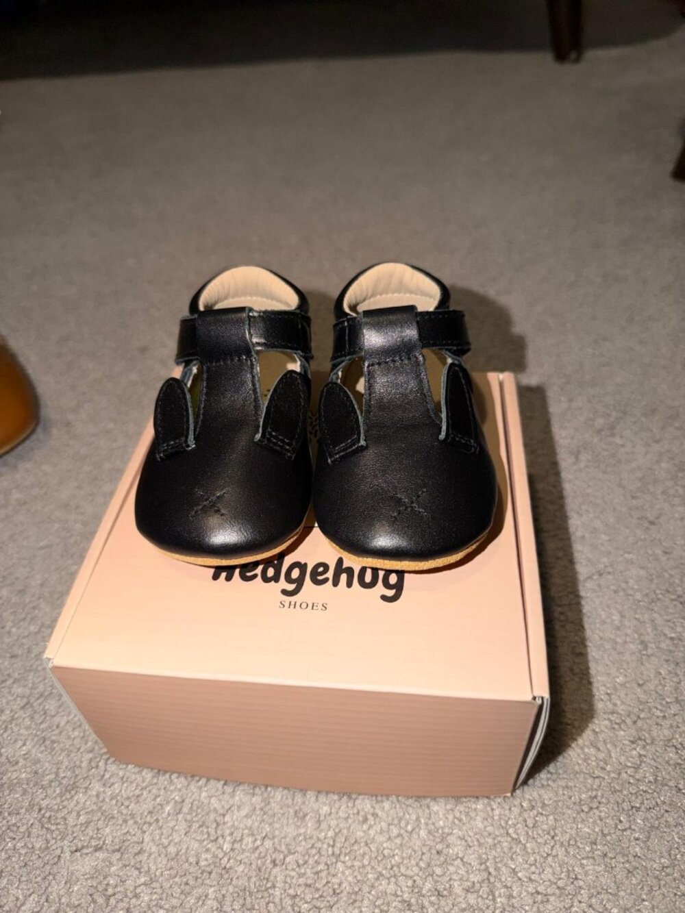 Hedgehug Black Bunny Baby T-Bar Shoes Sizes 1–4